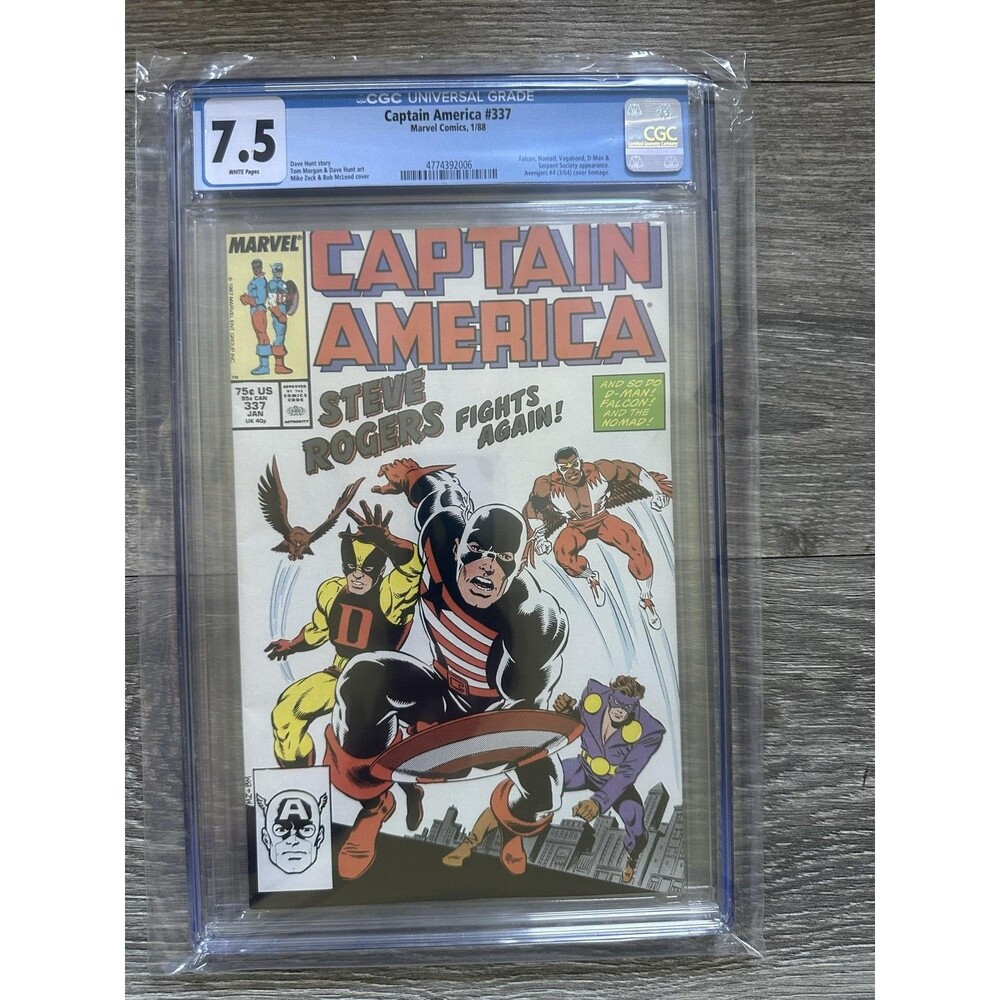 Marvel Captain America #337 CGC 7.5 White Pages 1988 Single Issue Comic Color